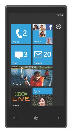 Tela inicial do Windows Phone 7 Series.