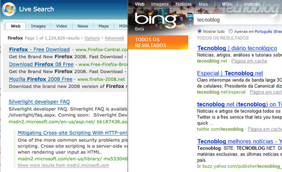 Azul do Live Search vs. Azul do Bing (#0044CC).