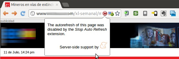 Extensão Stop AutoRefresh no Chrome