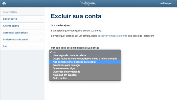 Excluir Instagram - Portugues