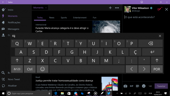 Com o Fall Creators Update a Microsoft reescreveu o teclado touch para tablets