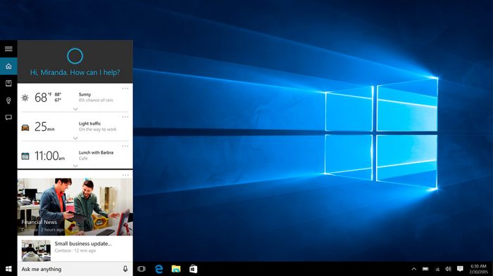 Кортана в Windows 10