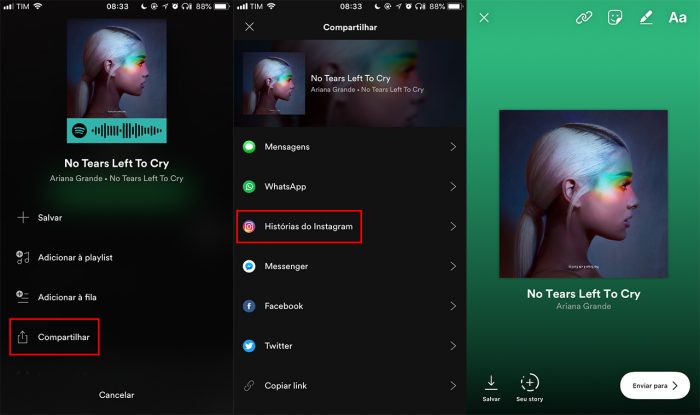 Confira o guia para aprender a compartilhar vídeos de músicas do Spotify nos stories