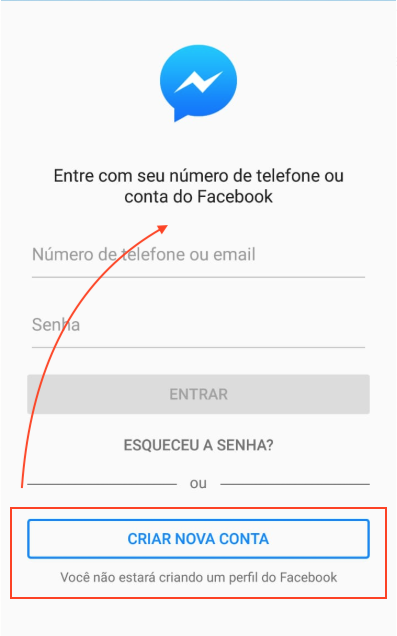 Messenger sem usar o Facebook