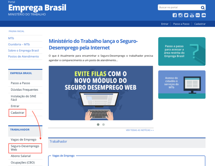Seguro Desemprego Online - Emprega Brasil - Sine