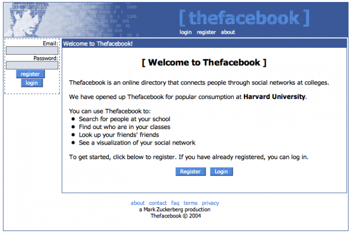 Facebook / primeira versão / quem fundou o facebook