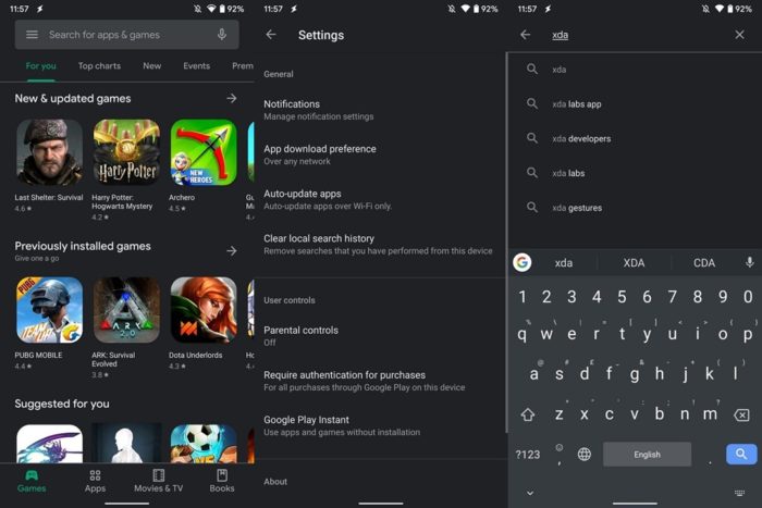 Mode Gelap di Aplikasi Play Store (Screenshot: Pengembang XDA)