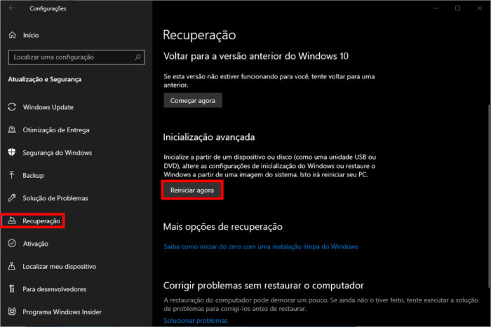 Microsoft / Windows 10 / como desativar o modo de segurança