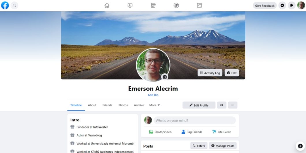 Facebook - novo layout da página de perfil