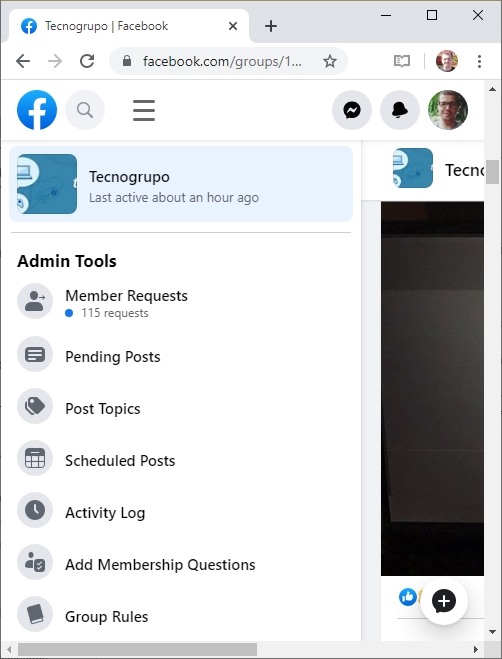 Facebook - novo layout de grupos não responsivo