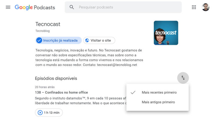 يقوم Google Podcasts على الويب بمزامنة الاشتراكات وتحسين الواجهة 168