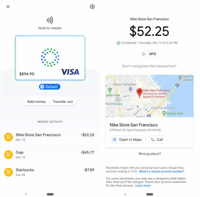 التطبيق جوجل بطاقة الدفع