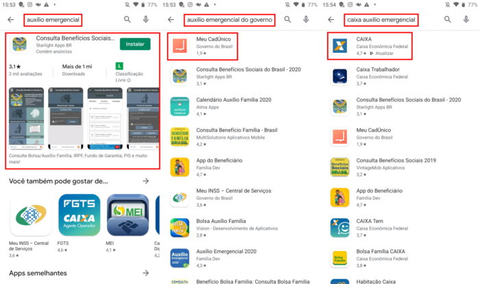 يقترح Google Play تطبيق مساعدة الطوارئ Caixa الخاطئ 68