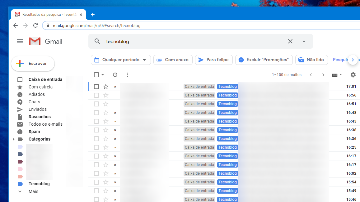 Google libera “Search Chips” no Gmail com filtros para busca