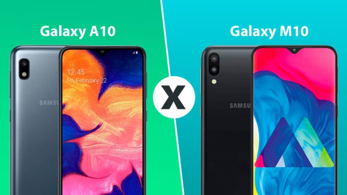 Image dividing the Samsung Galaxy A10 and the Galaxy M10
