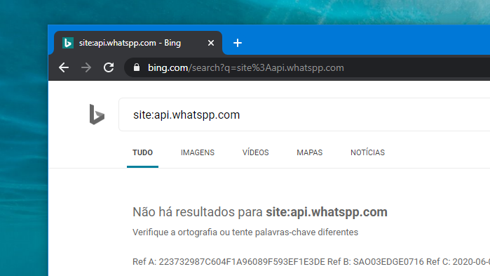Bing remove links do WhatsApp