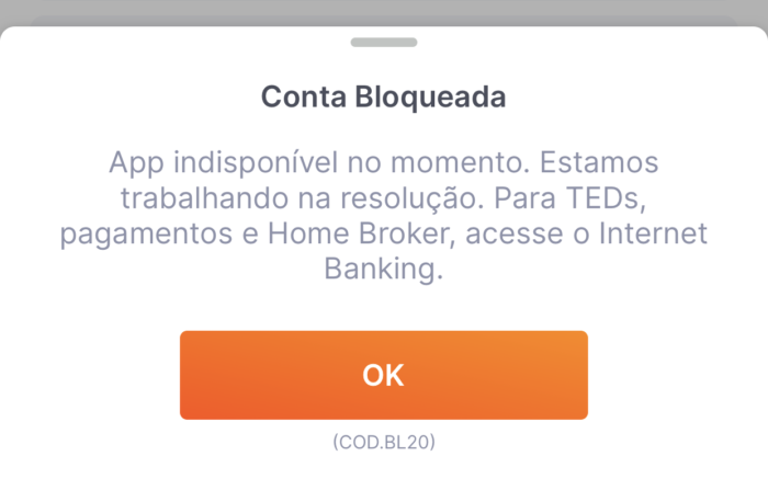 Conta bloqueada no Banco Inter