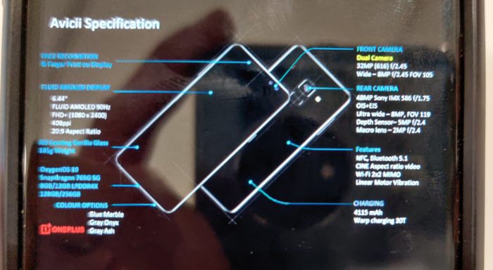 Possível ficha técnica do OnePlus Nord (Foto: Reprodução/Evan Blass/Twitter)