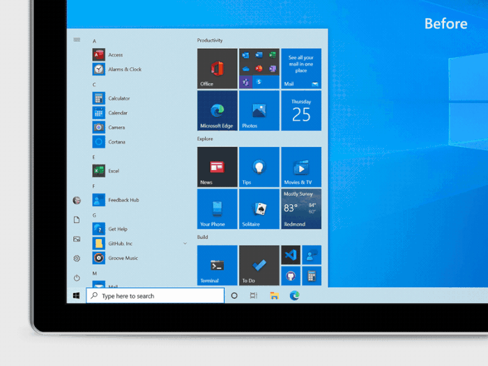 windows 10 novo menu iniciar