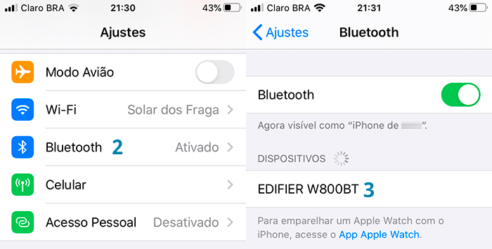 Como conectar um fone Bluetooth no celular com iOS