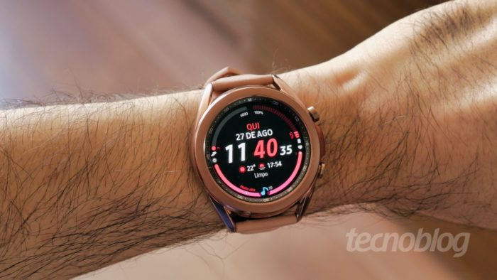 Samsung <a href='https://meuspy.com/tag/Espionar-Galaxy'>Galaxy</a> Watch 3, certamente será parecido com o <a href='https://meuspy.com/tag/Espionar-Galaxy'>Galaxy</a> Watch 4 (Imagem: Paulo Higa/Tecnoblog)