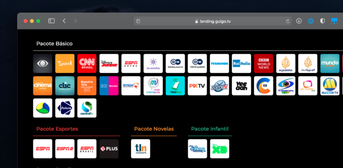 Guigo TV channels, paid IPTV service (Image: Playback / Guigo TV)