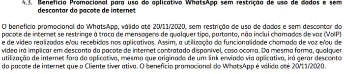 Promotional WhatsApp mechanics in TIM Controle contract (Image: Reproduction / TIM)