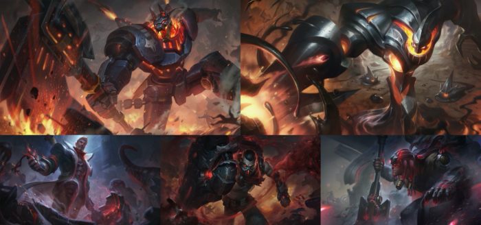 Nasus, Zac, Jayce, Singed and Yorick skins (Image: Press Release / League of Legends)