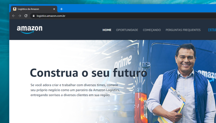 Site da Amazon Logistics no Brasil (Imagem: Reprodução)
