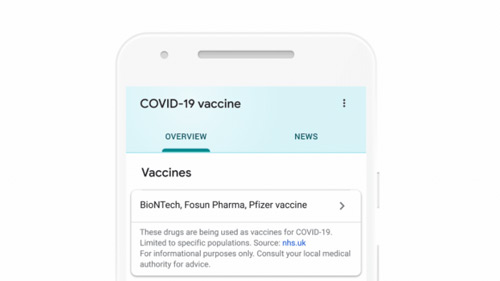 Google destaca vacinas aprovadas contra COVID-19 na busca