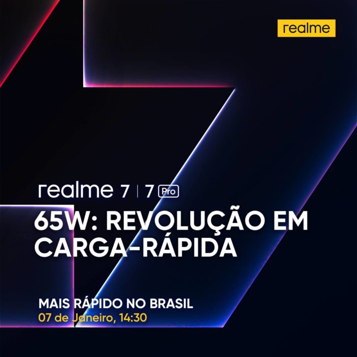Pôster de divulgação da estreia da Realme no Brasil
