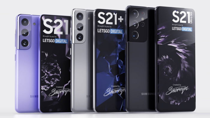 Possíveis Galaxy S21, S21+ e S21 Ultra (Imagem: Reprodução/LetsGoDigital)