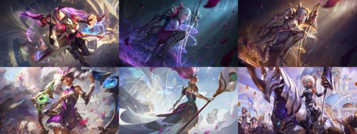 Battle Queen skins, in text order (Image: Press Release / League of Legends)