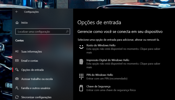 Windows Hello no Windows 10 (Imagem: reprodução)