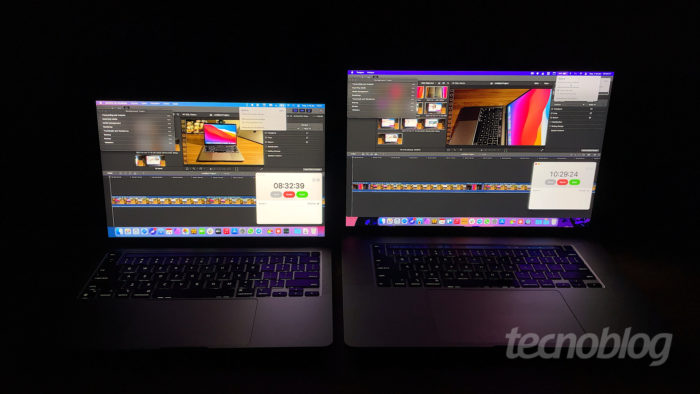MacBook Pro (2020) with Apple M1 (left) and MacBook Pro (2019) with Core i9 (Image: Paulo Higa/Tecnoblog)