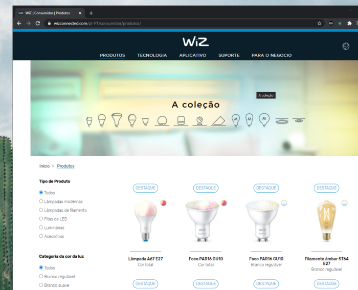 Site de vendas da Wiz (Imagem: Reprodução/Wiz)