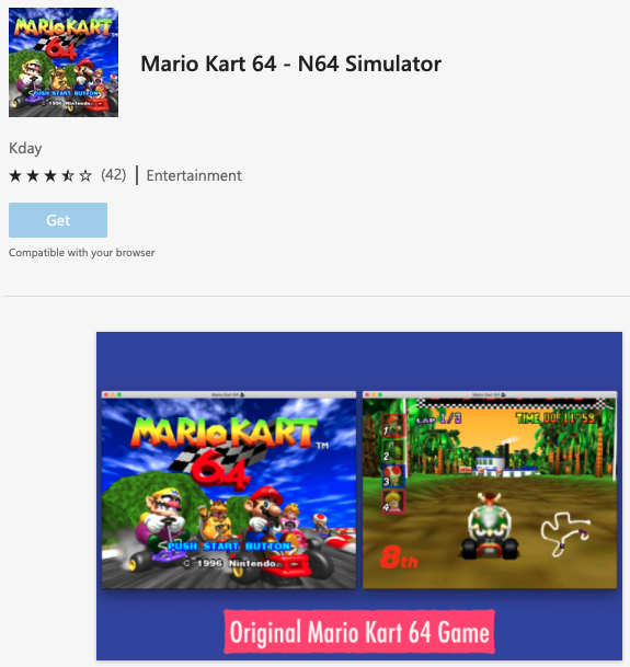 Extensão promete reproduzir Mario Kart 64 no Microsoft Edge (Imagem: Reprodução/The Verge)
