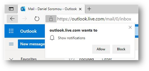 Solicitação para ativar notificação no Microsoft Edge (Imagem: Reprodução/Microsoft)
