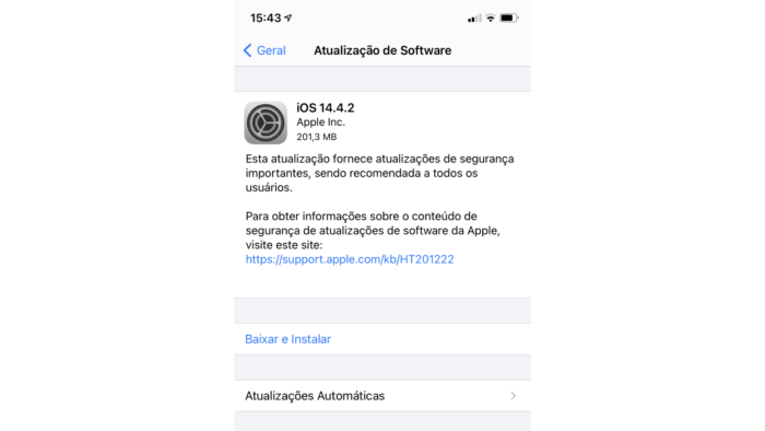 iOS 14.4.2 corrige falhas de segurança no iPhone (Imagem: Reprodução/Apple)