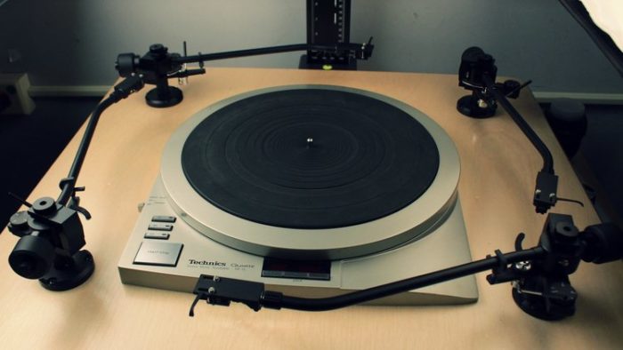 Technics turntable with 4 arms (Image: Press Release / George Blood LP)