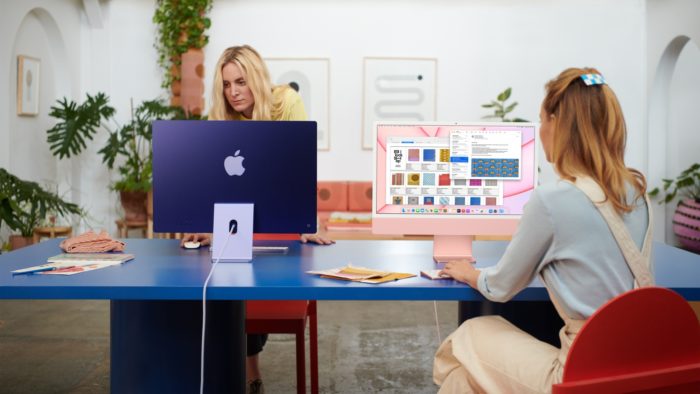Novos iMacs azul também rosa (imagem: divulgação/Apple)