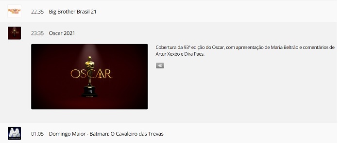 Where to watch Oscar 2021? [TV e internet] / Rede Globo / Reproduction