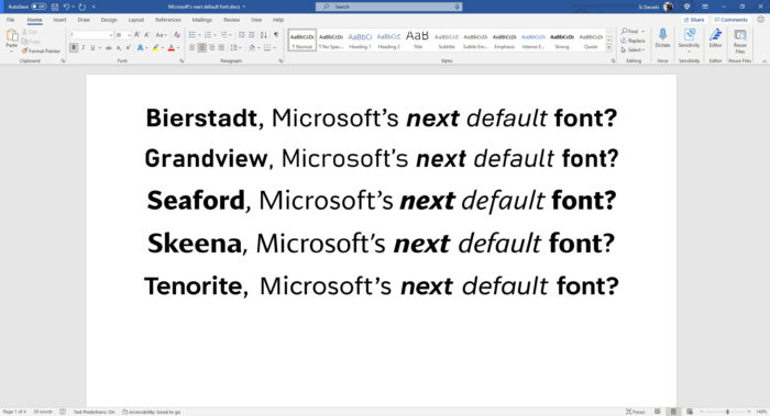 Microsoft tem cinco opções para nova fonte padrão do Office (Imagem: Divulgação)