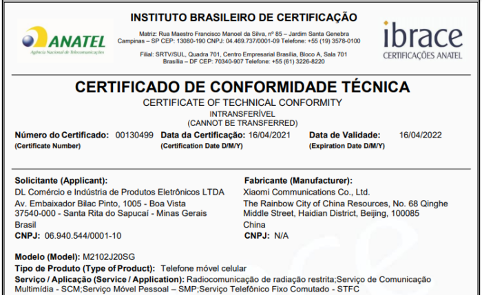 Certificado de conformidade técnica do Poco X3 Pro (Imagem: Reprodução/Anatel)