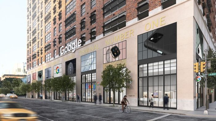 Previsão da fachada da primeira loja do Google (Imagem: divulgação/Google)