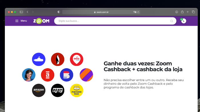 Lojas parceiras do Zoom Cashback (Imagem: Reprodução)