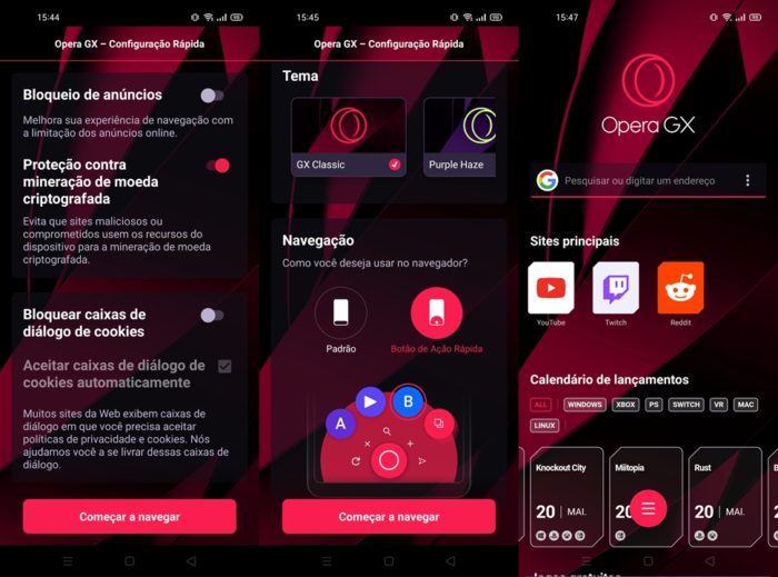 Opera GX Mobile para <a href='https://meuspy.com/tag/Espiao-para-Android-gratis'>Android</a> (imagem: Emerson Alecrim/Tecnoblog)