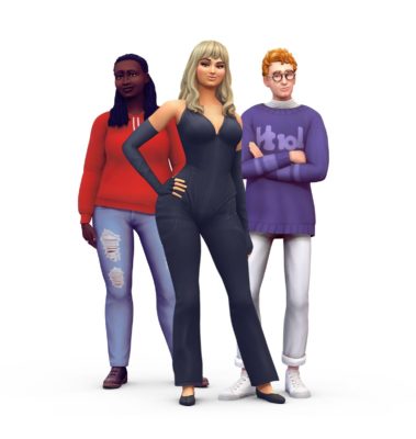Joy Oladokun, Bebe Rexha e Dave Bayley de Glass Animals em The Sims 4 (Imagem: Divulgação/EA)