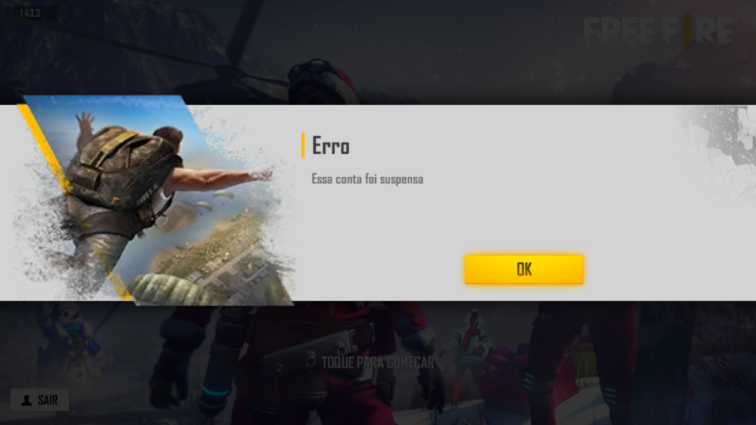 Notice of suspended account in Free Fire (Photo: Reproduction)