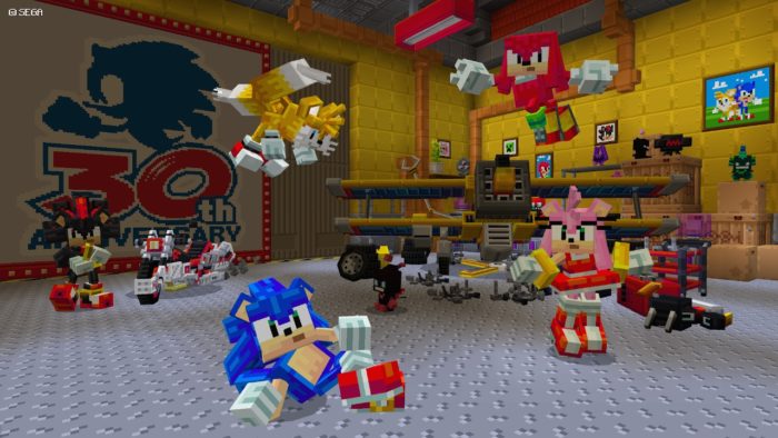 Sonic está em Minecraft (Imagem: Divulgação/Microsoft)